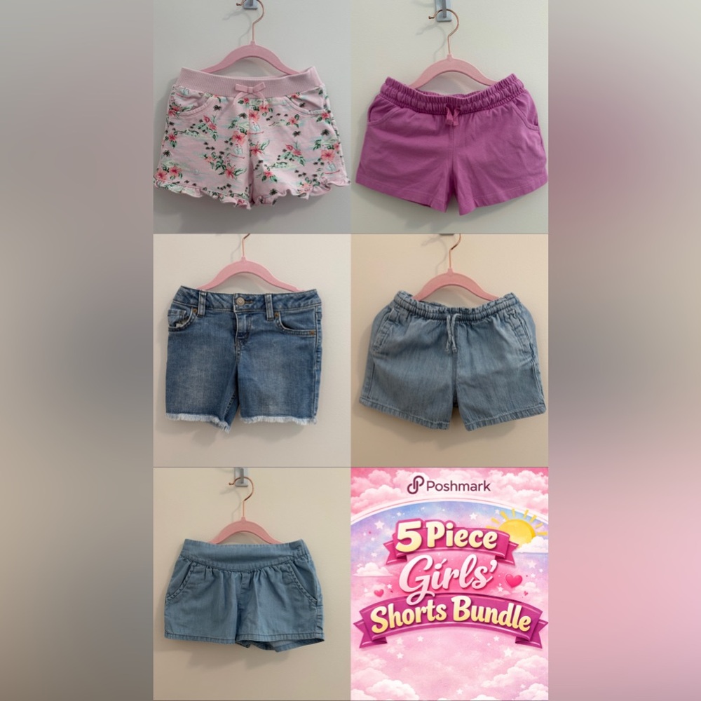 4T/5T Girls 5-Piece Shorts Bundle (Janie&Jack, Cat&Jack, Old Navy, Carters)
